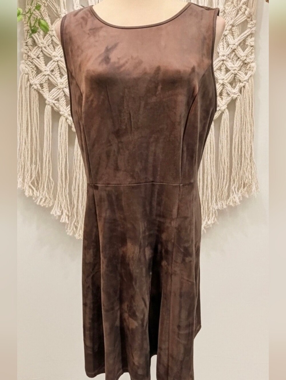 926 Philosophy Republic Clothing Brown Faux Suede Fit & Flare Mini Dress